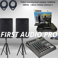 terlaris Paket 6 soundsystem outdoor YAMAHA DBR10 + Mixer Ashley