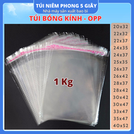 1 Kg Túi Nilon Keo Dán Miệng OPP Trong Suốt Bọc Kiếng Đóng Gói Đựng Phụ Kiện Quần Áo – 5 Giây