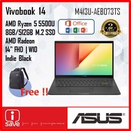 ASUS VIVOBOOK 14 M413U-AEB073TS 14" FHD LAPTOP - Indie Black ( RYZEN 5/8GB/512GB SSD/INTEL/W10)