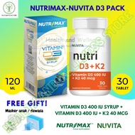 Nutrimax Vitamin D3 400 IU Syrup 120 Ml And Nuvita Nutri D3 400 IU K2 40 Mcg 30 Tablets Package