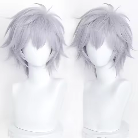 Kaworu Nagisa Cosplay Wig Anime EVA Short Purple Silver Grey Heat Resistant Synthetic Hair Halloween