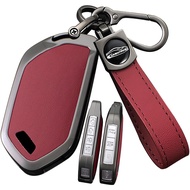 SANRILY Metal & Leather 5/6/7/8 Button Smart Key Fob Cover Case Compatible with Kia Seltos 2024 Tell