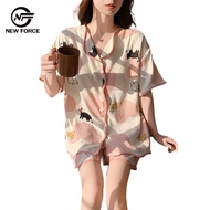 [NEW FORCE] Soft Summer Cute Q with Chest Pad Seersucker Home Set-5 Colors Available (with Chest Pad