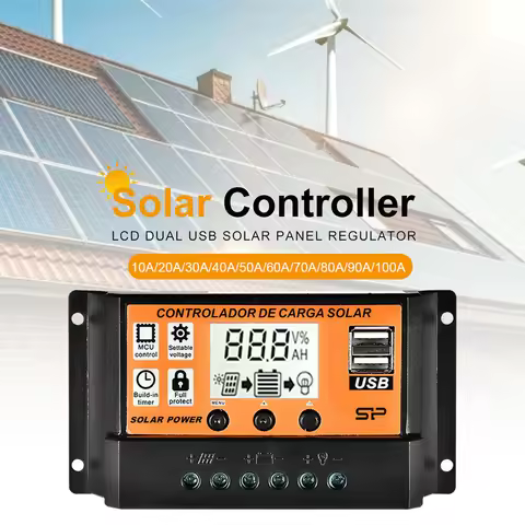 MPPT Solar Charge Controller 10A 30A 50A 100A Solar Controller Solar Panel Battery Regulator Dual US