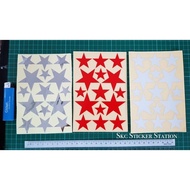 Star / Bintang (set) <White/Red/Chrome) Sticker Cutting Reflective #stars #bintang #set #tutupcalar
