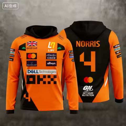 Lando Norris #4 Racing Hoodie, Men Women Mclaren Inspired Team Logo Casual Pullover Sweatshirt for F