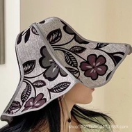 Curved Fan Hat Sun Hat Sun Hat Sunscreen Sun Hat Printed Foldable Fan Hat Bamboo Hat Fan Hat Dual-us