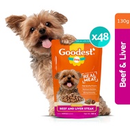 Goodest Dog Beef and Liver Steak Pack of 48 Wet Dog Food Pouch (130g)