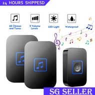 [SG Seller] UK Plug Wireless Doorbell 300m Range Home Intelligent Door Bell Chime 1 / 2 Button With Wireless Remote