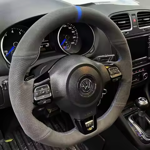 Custom Car Steering Wheel Cover Anti-Slip Suede Leather For Volkswagen Golf 6 GTI MK6 VW Polo GTI Sc