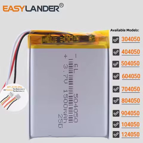 JST1.25mm 3Pin 104050 3.7v 2400mAh Li-Polymer Li-ion Battery Lipo 304050 404050 504050 604050 704050