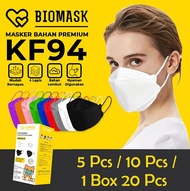 BIOMASK Masker KF94 Korea KPOP 4ply - 5 Pcs / 10 Pcs / 20 Pcs 1 Box - Hitam / Putih Masker - KF 94 4 Ply Model Trend Korea Black / White Anti Ear Pain K-POP - 10PCS PROMO MURAH ASLI