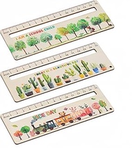 LARENNT Set of 3 Wooden Bookmarks for Children β Ruler 16 cm β Reading Aid Children 1 Class β Meanin