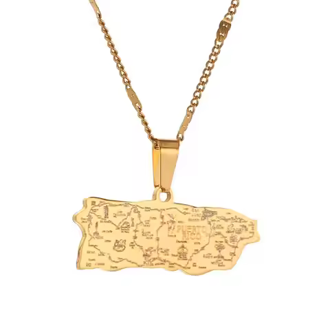 Stainless Steel Puerto Rico Map Pendant Necklaces Puerto Ricans Map Charm Jewelry