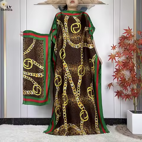 New Summer African Abaya Silk Short Sleeve Dress Fashionable Loose Robes Casual Kaftan Muslim Women 