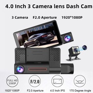 Triple Lens 3 Camera 1080P Dashcam Front Cam + Inner Cam + Rear Cam (4")