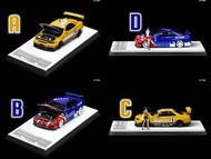 Time Micro TM 1:64合金模型。Skyline GT-R R34 Z-Tune，前蓋可開有引擎細節。第十七批2色預售中(TM643438-39)，Pennzoil1號塗裝(高尾翼) / 