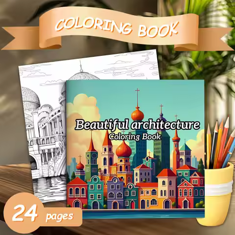Beautiful Architecture Coloring Book 24pages of House Adult Picture Book Graffiti Painting Drawing c