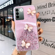KOSLAM Crystal Butterfly Sparkling Phone Case for VIVO V30 V30 Pro V29 5G V29e 5G V29 Pro 5G V27 Pro 5G V27 5G V27e V25 5G V25 Pro 5G V25e V23 5G V23e V23e 5G V21e V21 5G V20 V20SE V20 Pro Newest Design Soft TPU Protection Casing In Stock