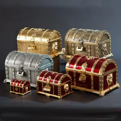 European Metal Jewelry Box, Storage Case, 2 Layers, Treasure Chest, Table Organizer, S, M, L, Z105