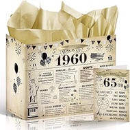 Wxiben 65th Birthday Gift Bag - 65th Birthday Decorations for 65 Years Old Women Men Vintage 1960 Gi