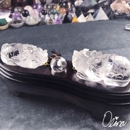 歐林娜設計 純天然白水晶龍龜擺件大手把雙設計 富貴 智慧 長壽 健康 禮盒包裝 送長輩 收藏品 詳見包裝