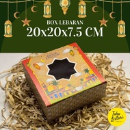 (m4a) Eid al-Fitr Kraft Brown For Cake Box Bread Cake Snack Hampers 20x20x7.5 CM Gift Box