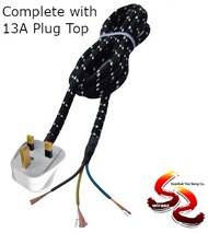 Heavy Duty Automatic Iron Cable Replacement Cotton / Fabric Flexible Wire with 13A SIRIM Plug for El