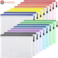 PASSION File Folders Pouch, Paper Organizer Large Capacity Mesh Zipper Pouch, A3/A4/A5/A6 PVC Waterp