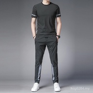 Loose 100 2022 Suit Summer Round Neck t-Shirt Casual Men's Sports Two-Piece Set Ice B3OO