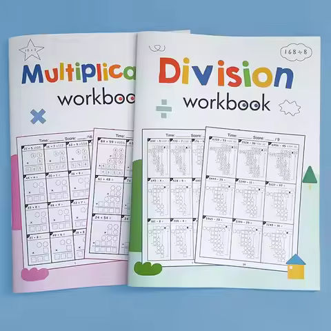 2 Digit Multiplication Math Workbook / Long Division Math Practice Worksheet Test Notebook Grades 3-