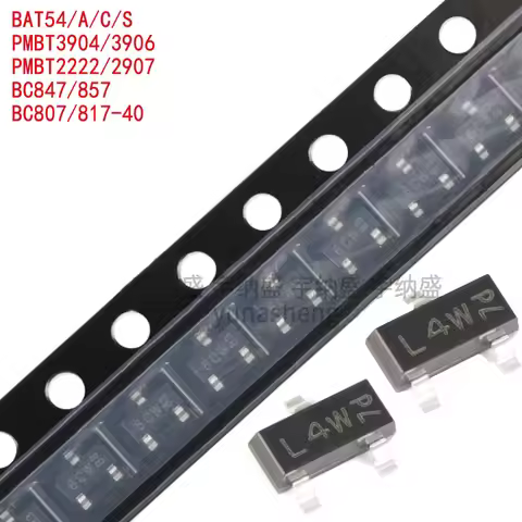 10PCS BAT54 L4W BAT54A C S WV3 PMBT3904 3906 2222 2907 BC847 857 Marking WW1 WV4 A1W T2P SOT23 SMD T