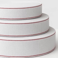 (WHOLESALE - ROLL) 25 MM / 1" Elastic Band – White with Red Edge (20 Yards / 18 Meters)