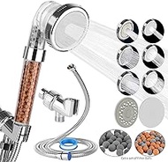 High Pressure Shower Heads, Kciline Filtered Shower Head with Handheld Detachable Water-Saving Handheld Showerhead with Hose, Bracket, Replaceable Filter Beads and Outlet Panel - for Dry Skin &amp; Hair