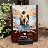 Catholic Gift, Personalized Wooden Baptism Gift – Custom Name & Bible Verse Wood Print – Meaningful 