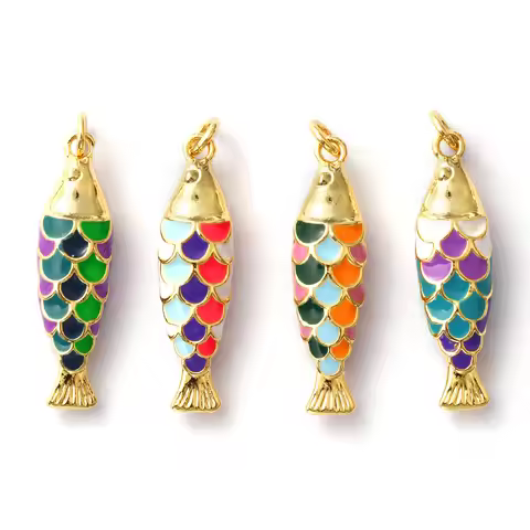 1 Piece Brass Ocean Fish Charm 3D Colorful Enamel Pendant 18K Gold Plated For Necklace Bracelet DIY 