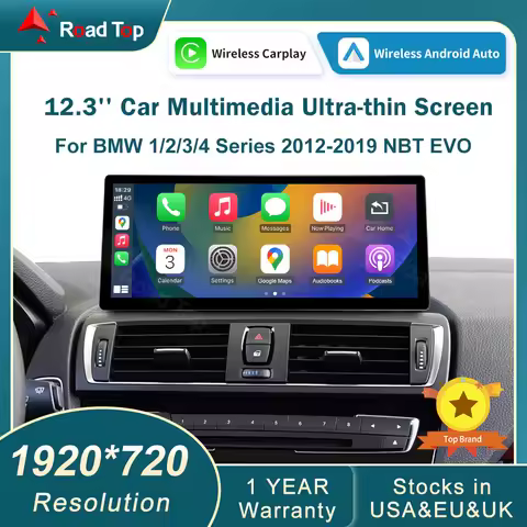 RoadTop 12.3 Wireless CarPlay Multimedia Screen For BMW Series 1 2 3 4 F20 F21 F22 F45 F30 F31 F32 F