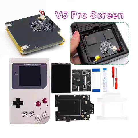 GameBoy GBO DMG IPS V5 Pro Screen Backlight Kit W/Pre-cut Shell and Rechargeable Battery built-in FR