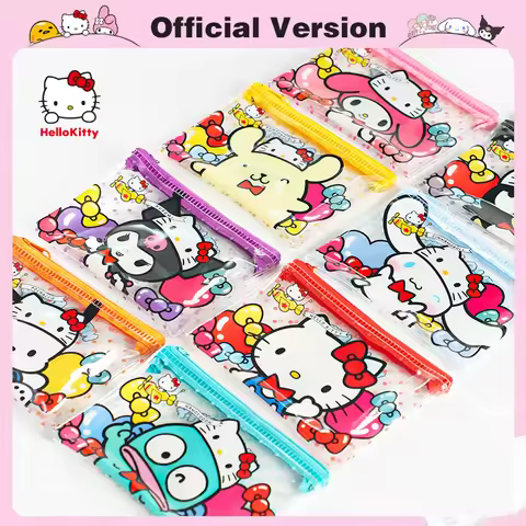 Sanrio Hello Kitty 50Th Anniversary PVC Waterproof Storage Bag Cinnamoroll Kuromi Melody Coin Lipsti