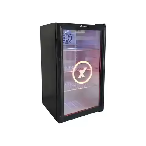 -Small refrigerator glass door beverage water fridge 90 Liter home bar cooler display refrigerator