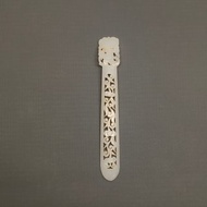 簍空如意雕花老和闐玉髮簪 – 純古董SA-067