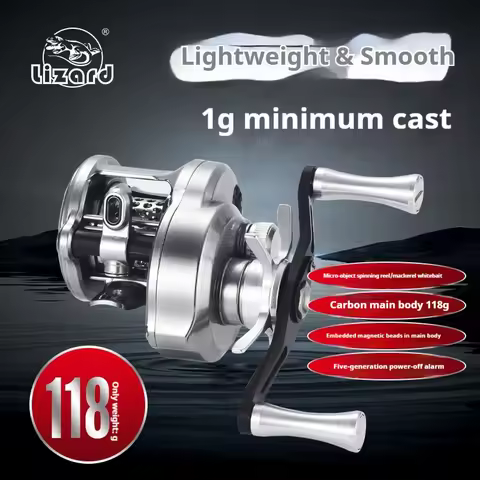 Lizard fishing BOKI mirco drum baitcaster reel with weighs 118g 7.6:1 speed ratio carbon body shallo