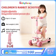 2 in 1 Kids Scooter Adjustable Height Foldable Ride On Scooter LED Light Wheels and Music