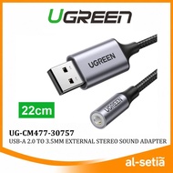 UGREEN CM477 USB to 3.5mm Jack Audio | Aux Converter Cable for Headset Speaker Laptop PC 22cm