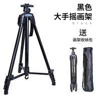 [Ready Stock Easel Drawing Board] Black Big Hand Easel Aluminum Alloy Big Hand Easel Retractable Sma