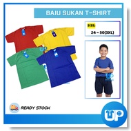 Tshirt Sekolah Rendah to Menengah Baju Sukan Merah Biru Kuning Hijau Cotton Lengan Pendek Warna