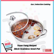 Stainless Steel Yuan Yang Steamboat Pot | Hotpot (for Induction | Gas Cooking) - 30cm