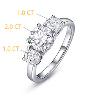 3 Stones 2/4CT D Color Moissanite Rings for Women Luxury Sparkling Diamonds with Certificates 925 St