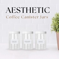 Coffee Jars 600mL,630L, Round PET Plastic Container and Pantry Organizer with Free Vinyl Stickers