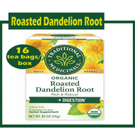 Traditional Medicinals Organic Roasted Dandelion Root Tea, Caffeine Free, 16 Wrapped Herbal Tea Bags